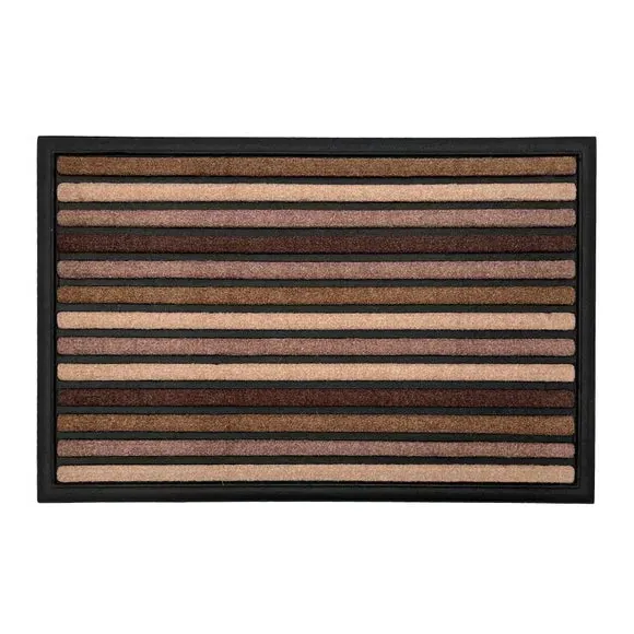 Striped Outdoor Doormat - Brown, Nylon