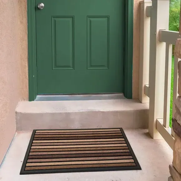 Striped Outdoor Doormat - Brown, Nylon image