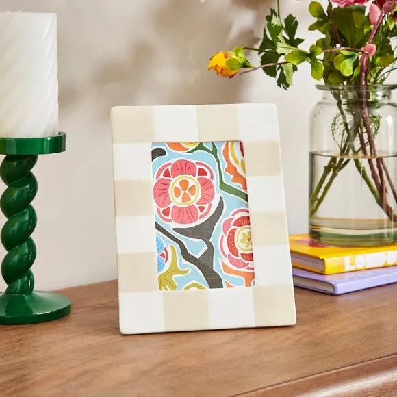 Striped Photo Frame - Cream, Ceramic image