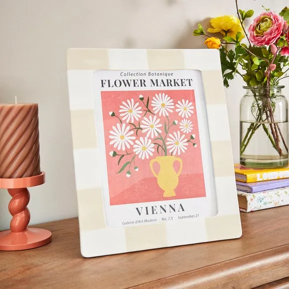 Striped Photo Frame - Cream, Ceramic