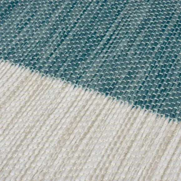 Striped Reversible Rug - Blue & Yellow
