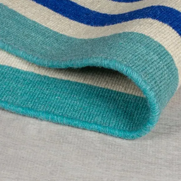 Striped Runner Rug Handmade - Blue, Wool