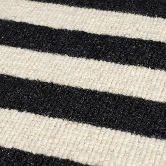 Striped Runner Rug Handmade - Monochrome, Wool