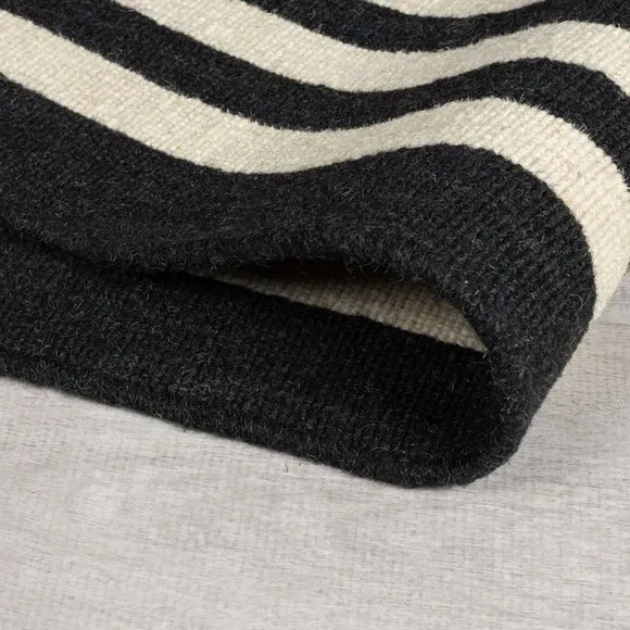 Striped Runner Rug Handmade - Monochrome, Wool