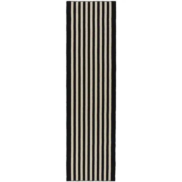 Striped Runner Rug Handmade - Monochrome, Wool