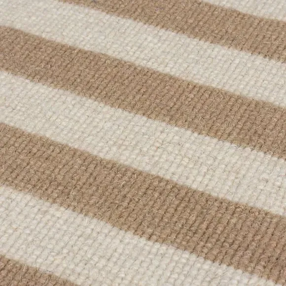 Striped Runner Rug Handmade - Natural, Wool