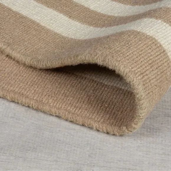 Striped Runner Rug Handmade - Natural, Wool
