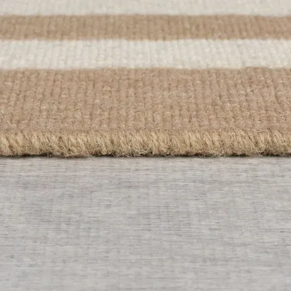 Striped Runner Rug Handmade - Natural, Wool
