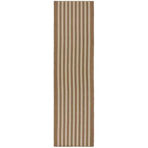 Striped Runner Rug Handmade - Natural, Wool