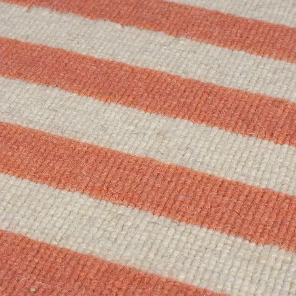 Striped Runner Rug Handmade - Pink, Wool