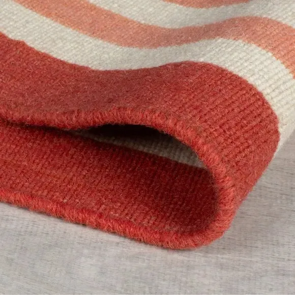 Striped Runner Rug Handmade - Pink, Wool