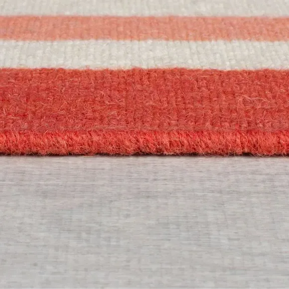 Striped Runner Rug Handmade - Pink, Wool