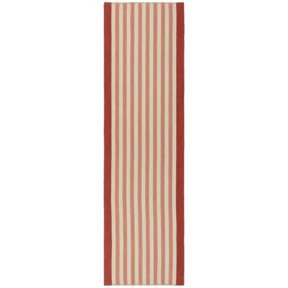 Striped Runner Rug Handmade - Pink, Wool