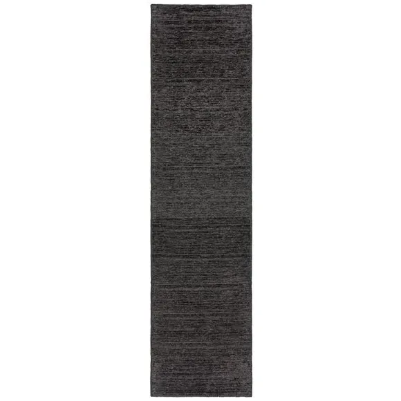 Striped Runner Rug Machine Washable - Charcoal