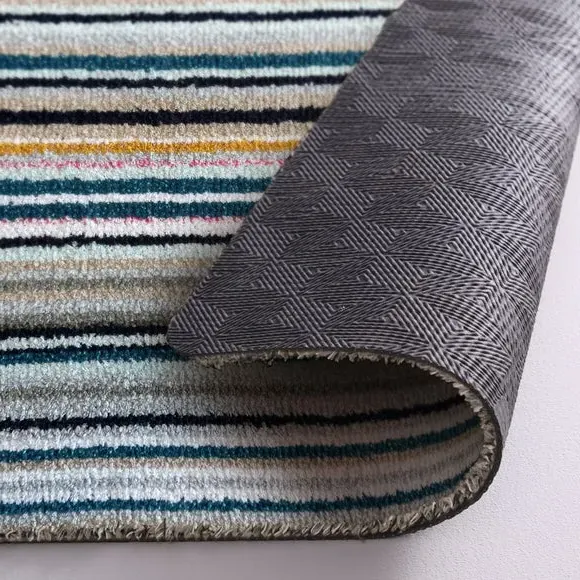 Striped Runner Rug Washable - Blue, Cotton
