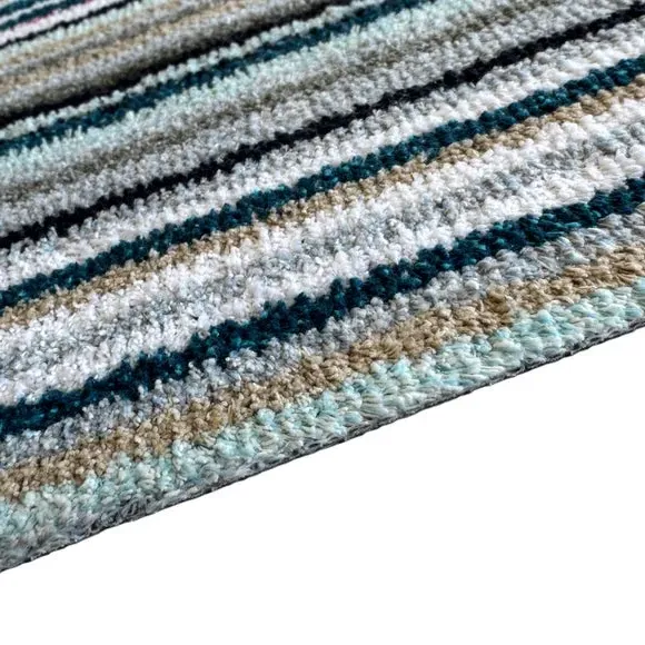 Striped Runner Rug Washable - Blue, Cotton