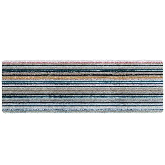 Striped Runner Rug Washable - Blue, Cotton
