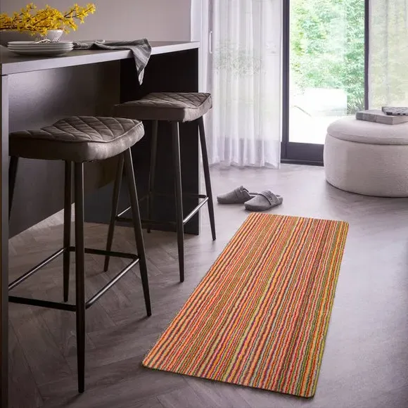 Striped Runner Rug Washable - Multicoloured, Cotton