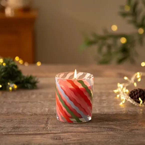 Striped Scented Candle - Multicolor, Glass image