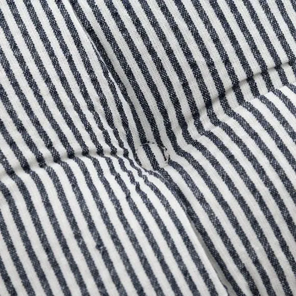 Striped Seat Pad with Ties - Navy, Cotton