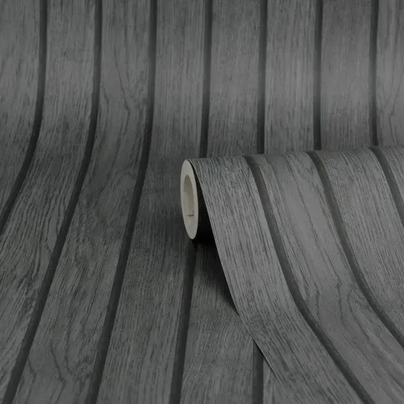 Striped Slat Panel Wallpaper - Black