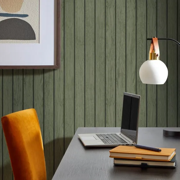 Striped Slat Panel Wallpaper - Green
