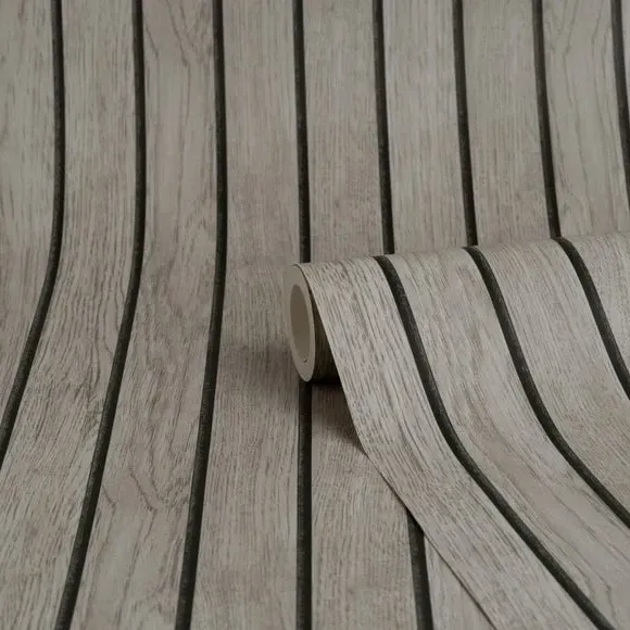 Striped Slat Panel Wallpaper - Grey
