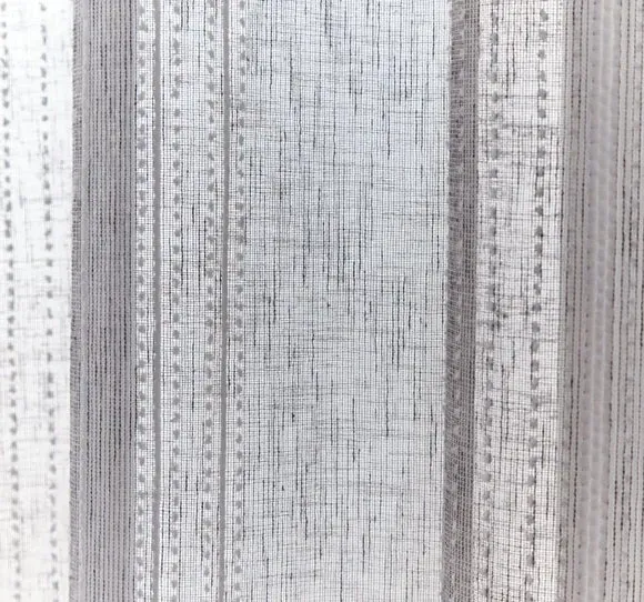 Striped Slot Top Voile Panel - Charcoal