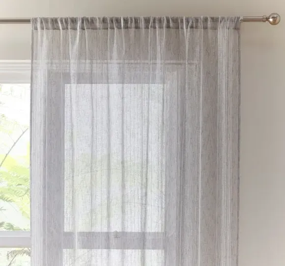 Striped Slot Top Voile Panel - Charcoal image