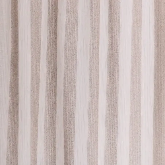 Striped Slot Top Voile Panel - Natural, Polyester