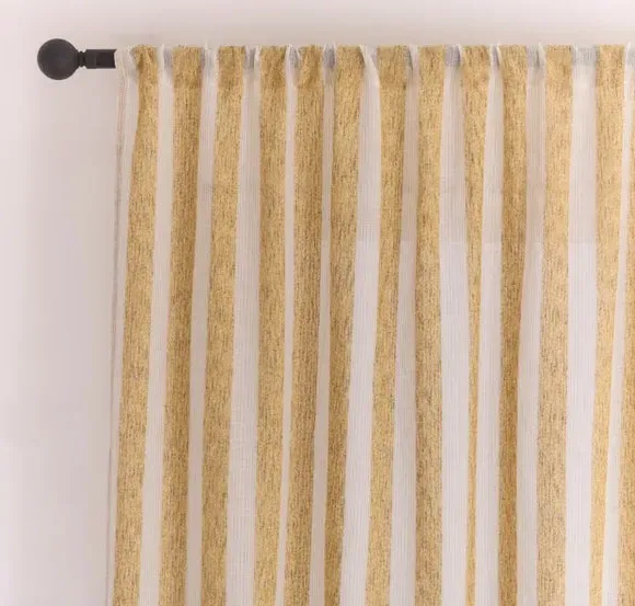 Striped Slot Top Voile Panel - Ochre, Polyester