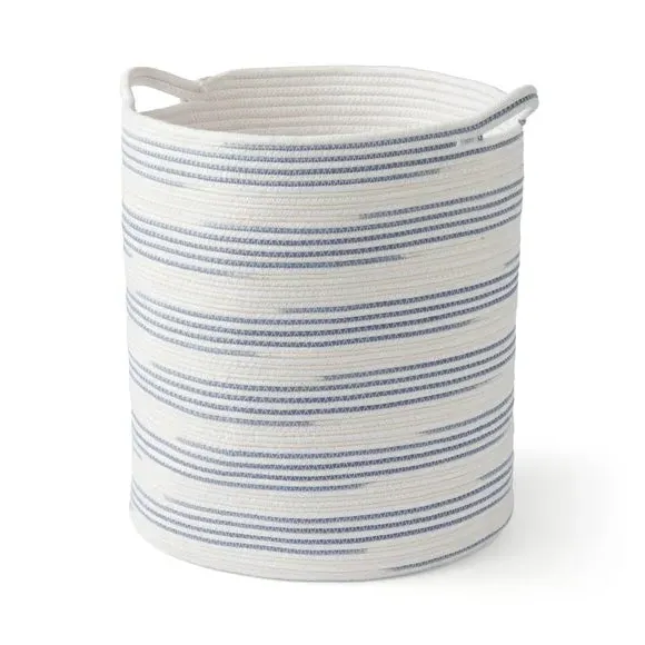 Striped Storage Basket - Blue, Cotton Rope