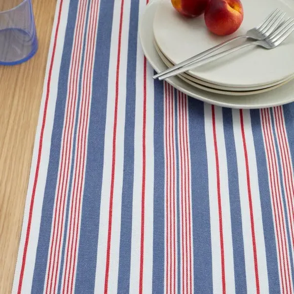 Striped Table Runner - Blue, Cotton