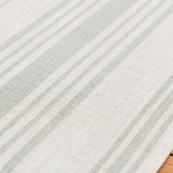 Striped Table Runner - Sage, Woven Fabric
