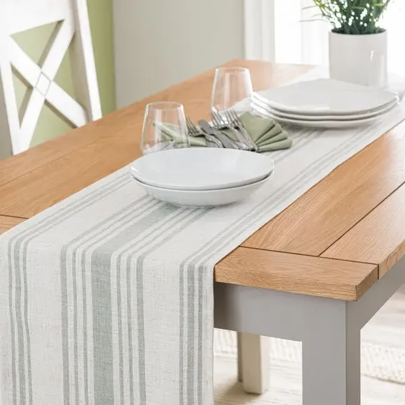 Striped Table Runner - Sage, Woven Fabric