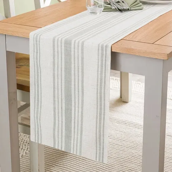 Striped Table Runner - Sage, Woven Fabric