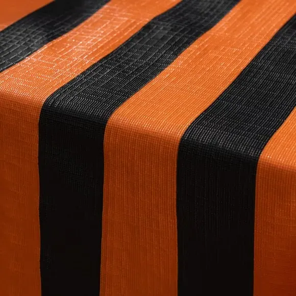 Striped Tablecloth Wipe Clean - Black, PEVA