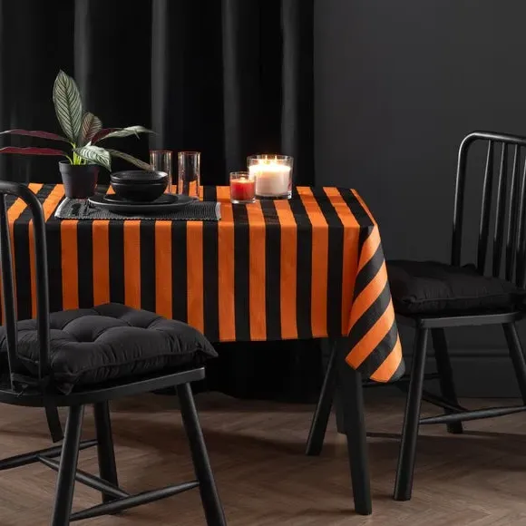 Striped Tablecloth Wipe Clean - Black, PEVA