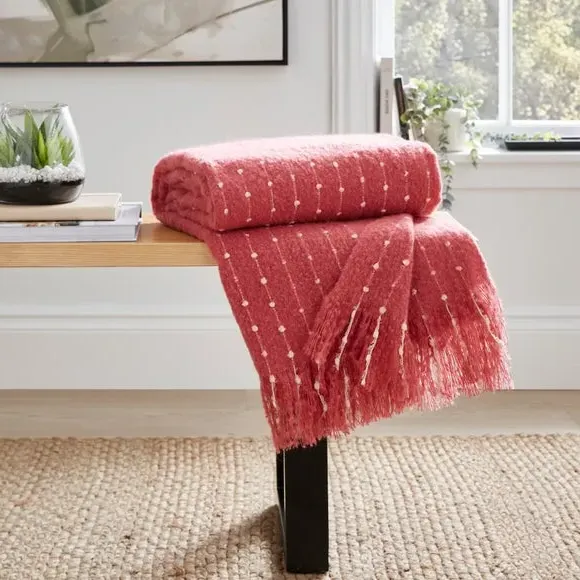 Striped Throw Blanket - Rhubarb, Mohair image