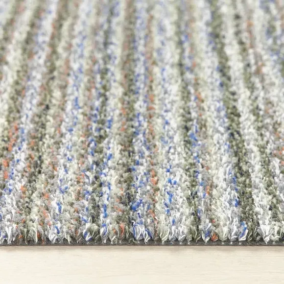 Striped Utility Mat Washable - Blue, Cotton