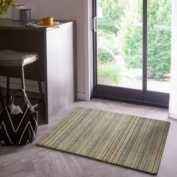 Striped Utility Mat Washable - Sage, Cotton