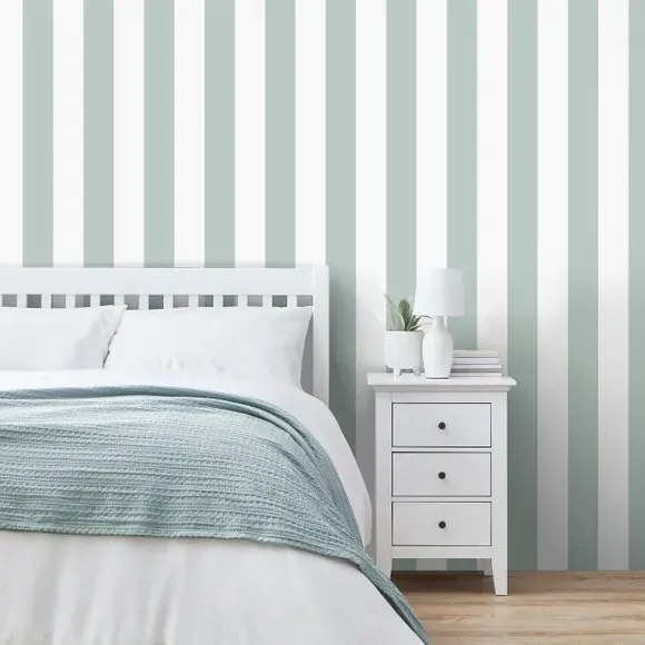 Striped Wallpaper with Pearlescent Highlights - Blue