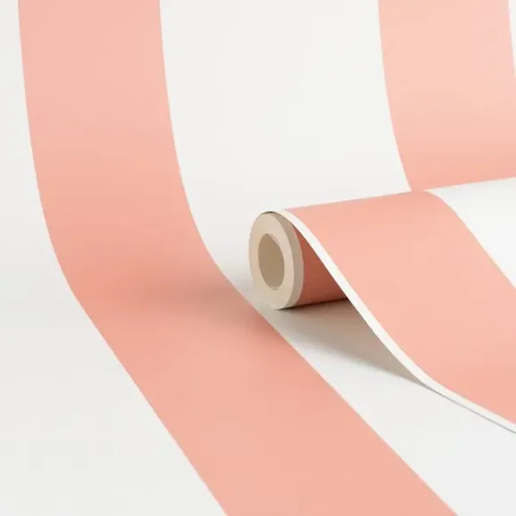 Striped Wallpaper with Smooth Finish - Coral