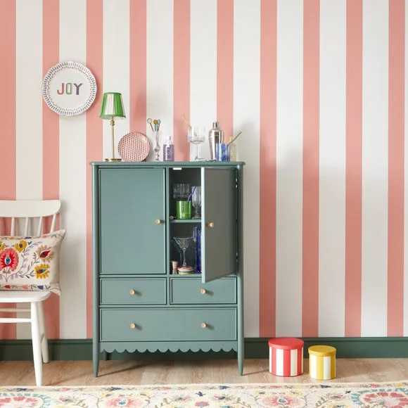 Striped Wallpaper with Smooth Finish - Coral