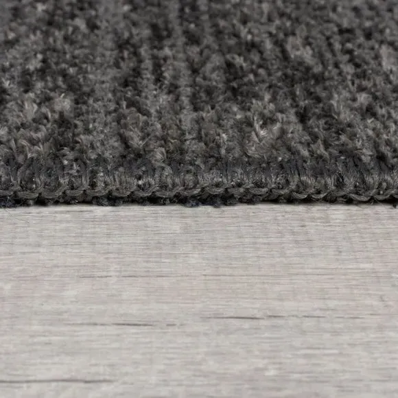 Striped Washable Rug - Charcoal, Chenille