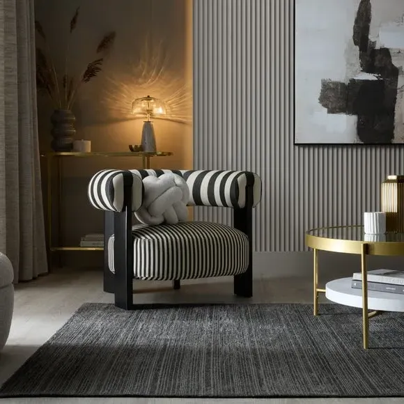 Striped Washable Rug - Charcoal, Chenille image