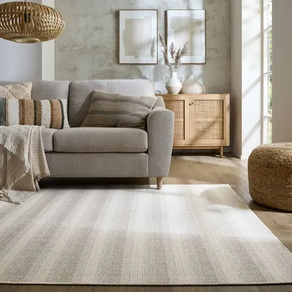 Striped Washable Rug - Natural