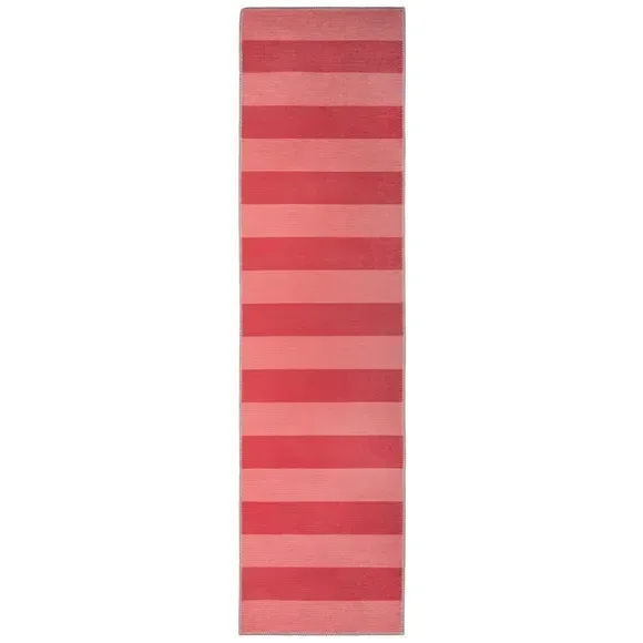 Striped Washable Runner - Red, Cotton Blend
