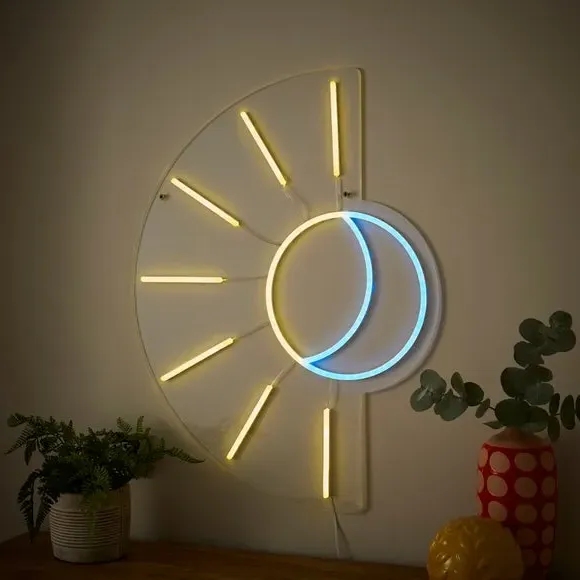 Sun Moon Neon Wall Light - White, LED