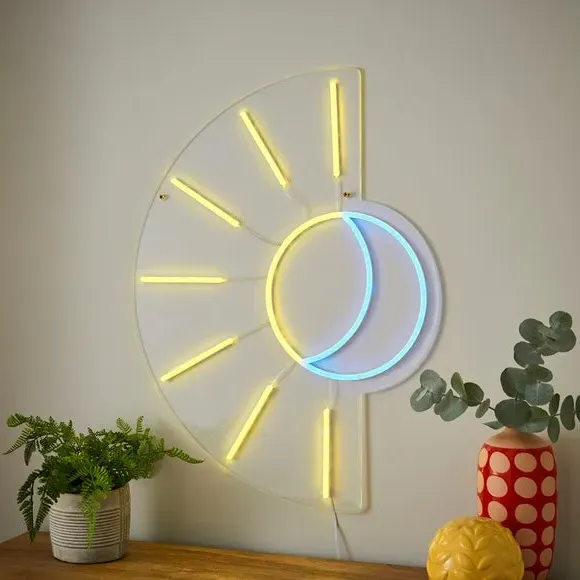 Sun Moon Neon Wall Light - White, LED image